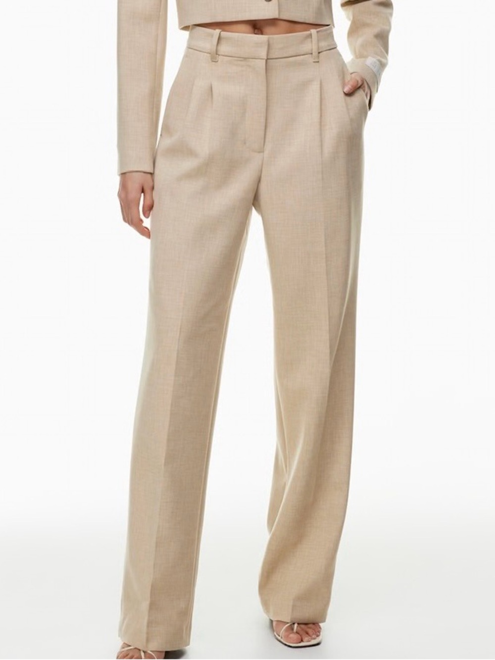 Aritzia Wilfred The Effortless Pant 12 Heathered Oat Beige Career Classic